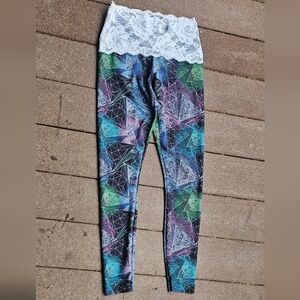 Geometric Patterned Lace Leggings